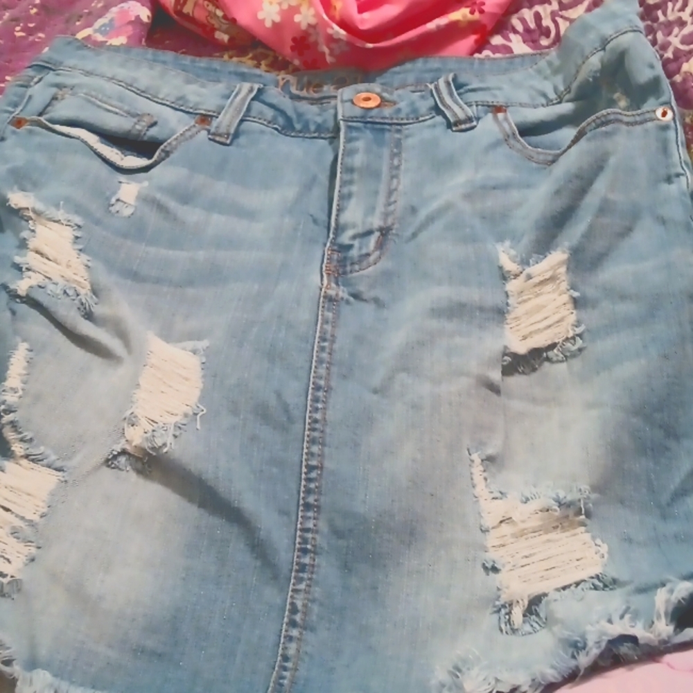 Blue jean short skirt